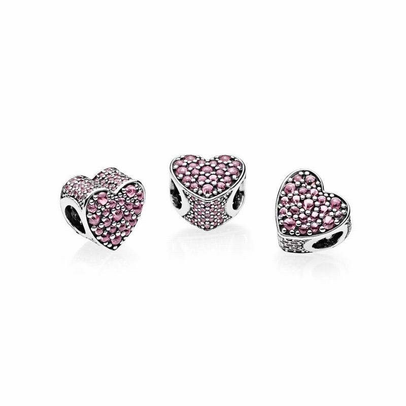 Pandora Pink Dazzling Heart Charm - Sterling Silver/Pink/Cubic Zirconia - Canada | QL7730XD